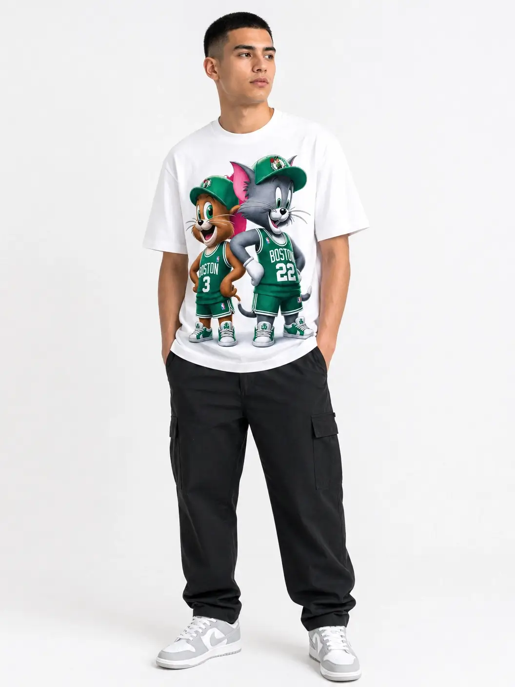 Tom and Jerry Printed White Shirt – Casual Graphic T-Shirt