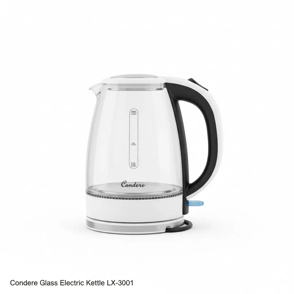 Condere Glass Electric Kettle (LX-3001) – Fast Boil Cordless Kettle