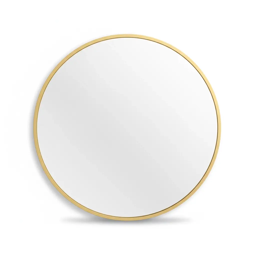 Round gold-framed mirror