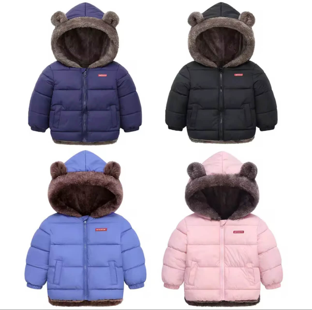 Boys Girls Thick Jackets Winter Kids Padded Fleece Warm Coats Children Hooded Cotton Outerwear Kids Clothes
