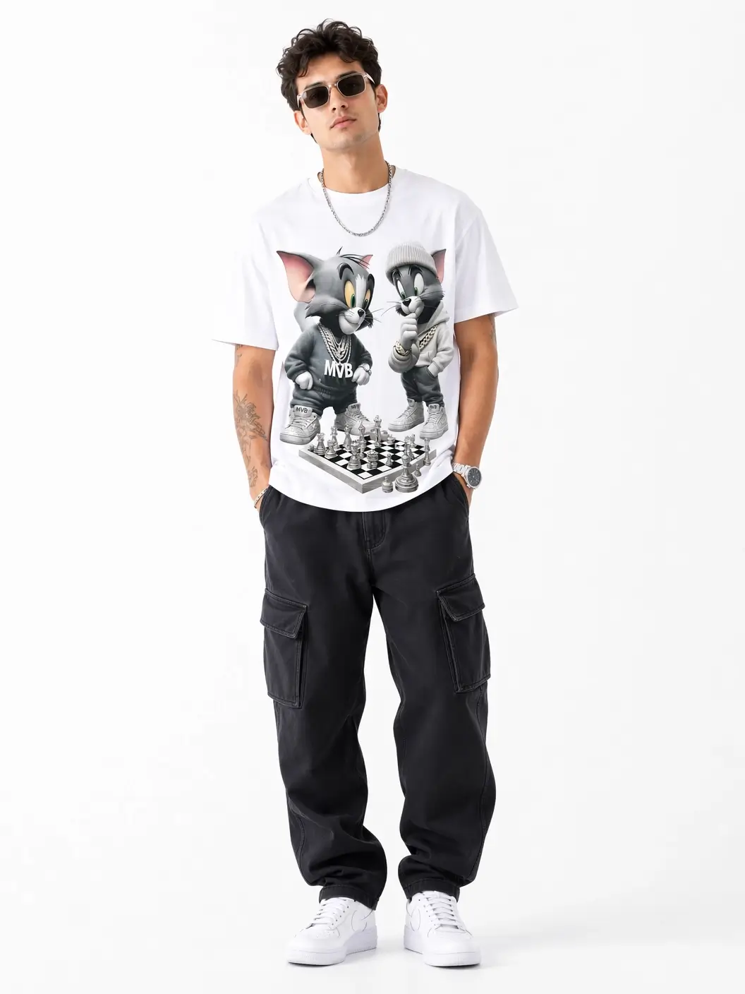 Tom and Jerry Printed White Shirt – Casual Graphic T-Shirt