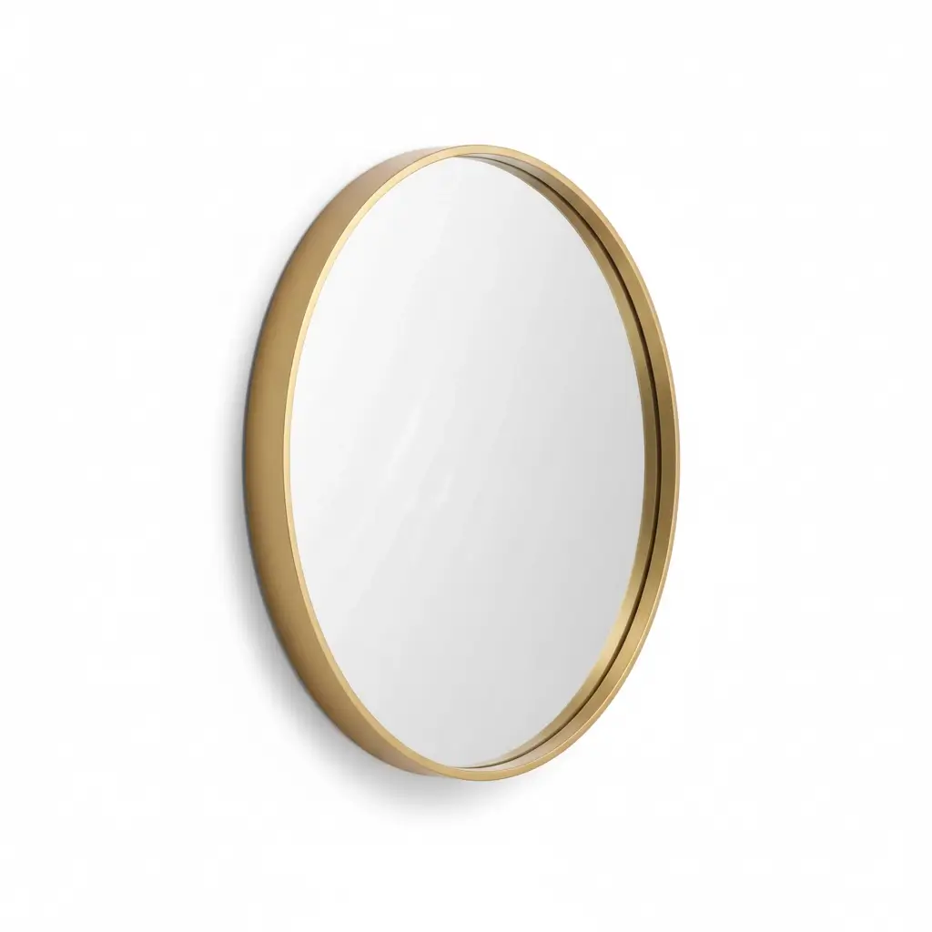 Round gold-framed mirror